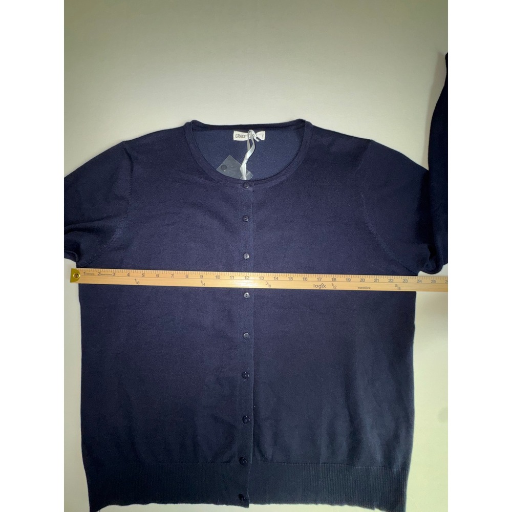 Grace Karin Navy Blue Cardigan Sweater Womens 3XL Button Front Long Sleeve Knit - Picture 7 of 9